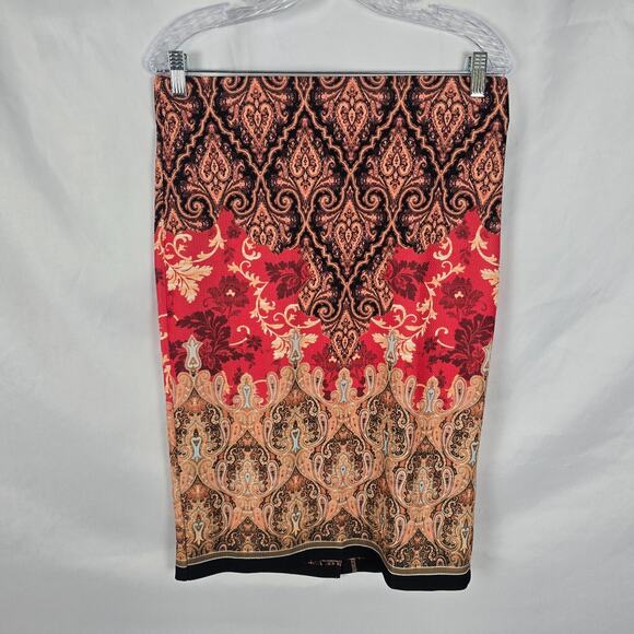 ECI New York Skirt Women's PL Pencil Argyle/Diamond Patern Colorful Pull On Midi - Picture 1 of 13